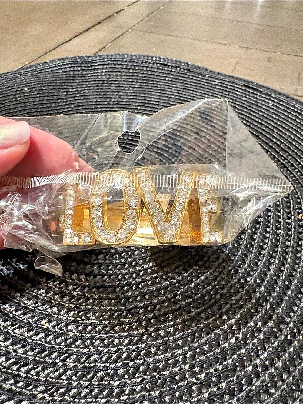 Rhinestone Letter Bracelet in Gold NWT